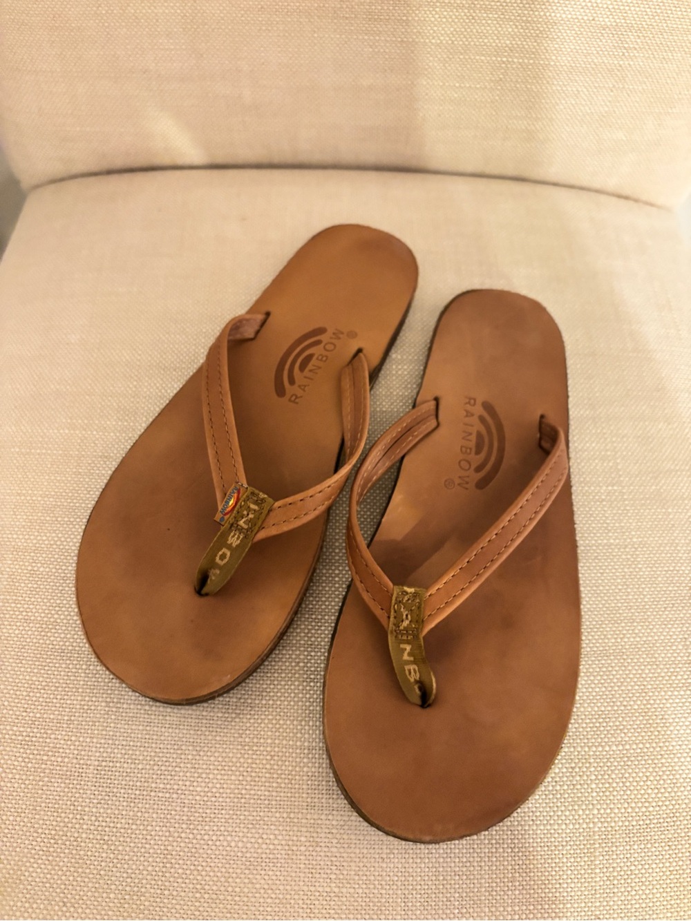 Rainbow Leather Brown Flip Flop Sandals